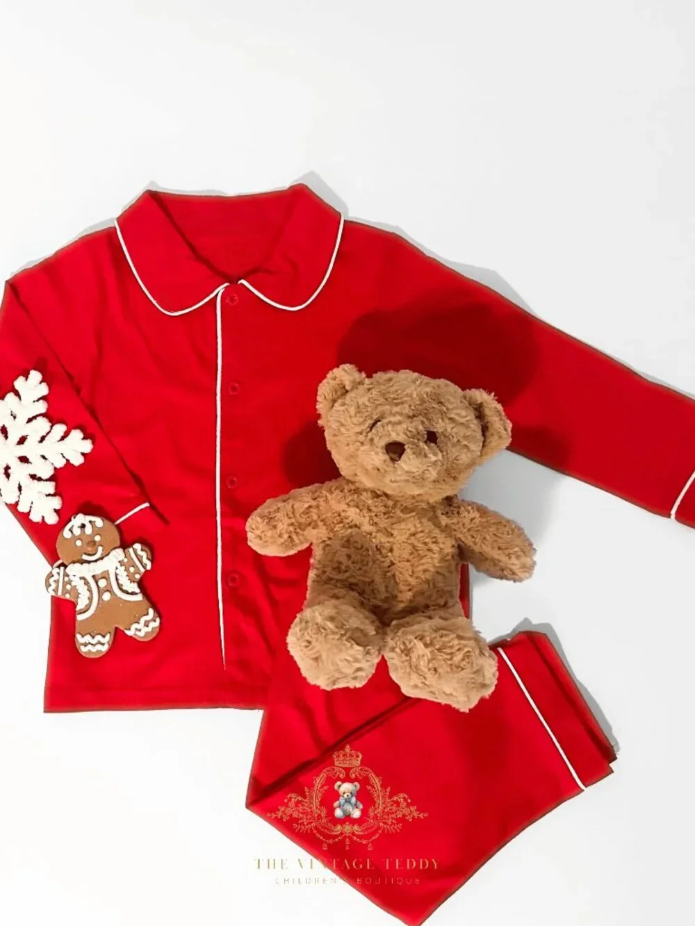 NWT Cute Boys Christmas Pajamas Set 2-Piece Long Sleeve Top & Pants Red 3T-4T